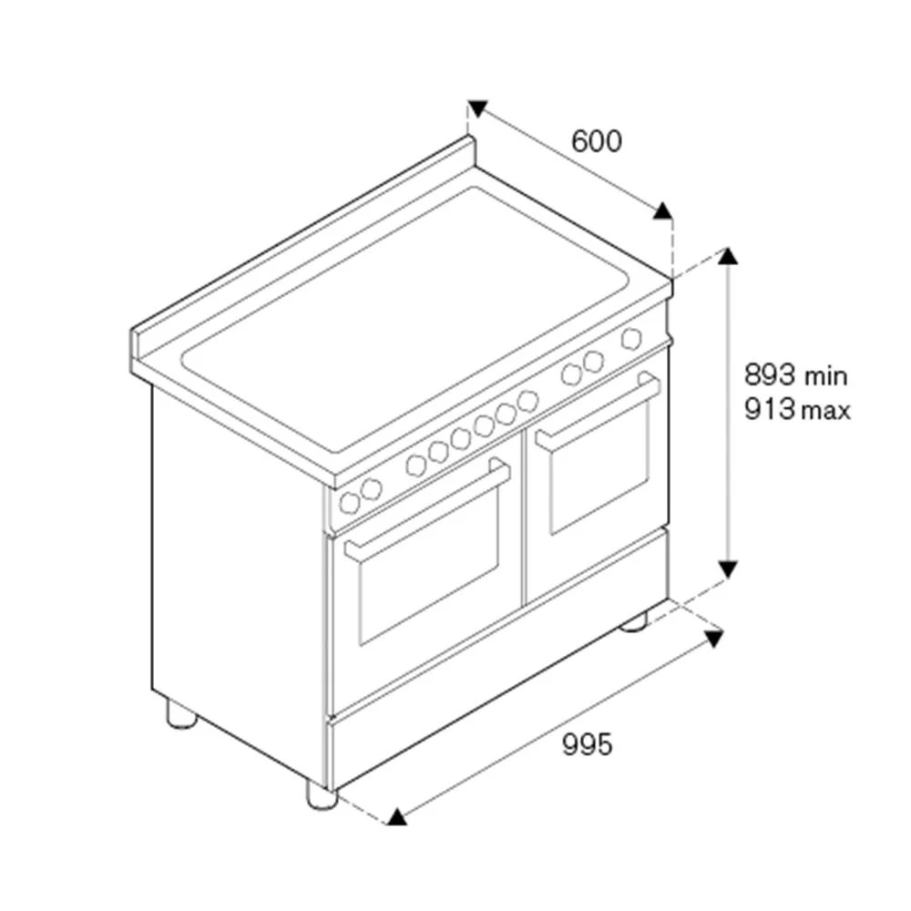 Варочный центр 100 см, 6 газовых конфорок и два шкафа HER106L2ENET