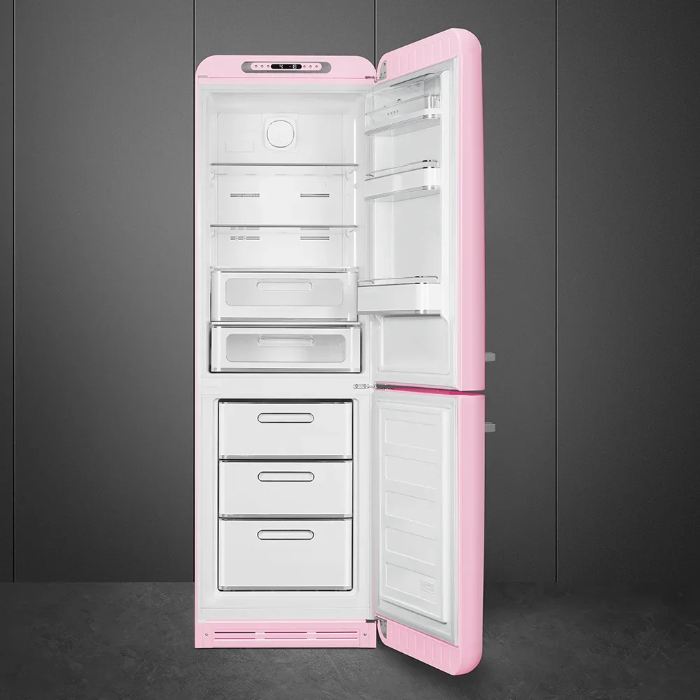 SMEG FAB32RPK6 Отдельностоящий двухдверный холодильник, стиль 50-х годов, 60 см, розовый, No-frost, 