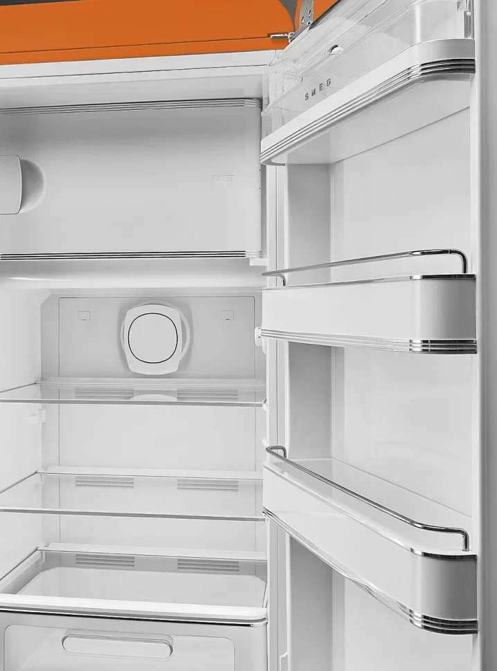 SMEG FAB28ROR6 Отдельностоящий однодверный холодильник, стиль 50-х годов, 60 см, оранжевый, петли сп