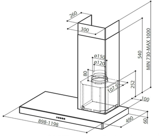 Настенная вытяжка Faber STILO SRM SX/SP A120, левая